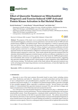 Effect of Quercetin Treatment on Mitochondrial Biogenesis