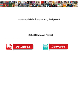 Abramovich V Berezovsky Judgment