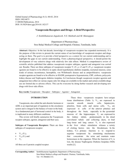 Vasopressin Receptors and Drugs: a Brief Perspective