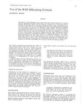 Use of the WHI Offtracking Formula