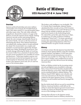 Battle of Midway USS Hornet CV-8 # June 1942