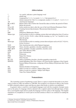 Nomenclature Abbreviations