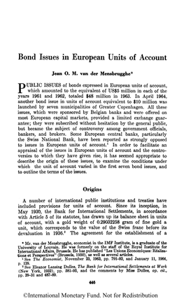 Bond Issues in European Units of Account