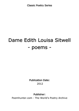 Dame Edith Louisa Sitwell - Poems