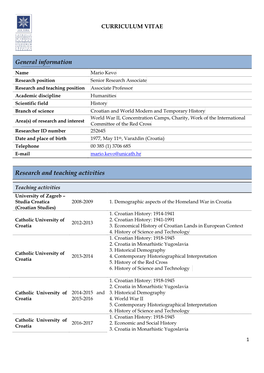 General Information Research and Teaching Activities