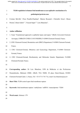 TLR4 Regulation in Human Fetal Membranes As an Explicative Mechanism of A