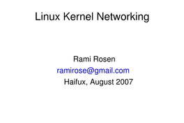 Linux Kernel Networking