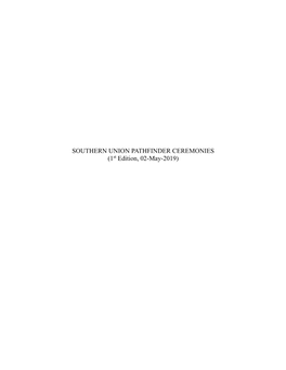 SOUTHERN UNION PATHFINDER CEREMONIES (1St Edition, 02-May-2019)