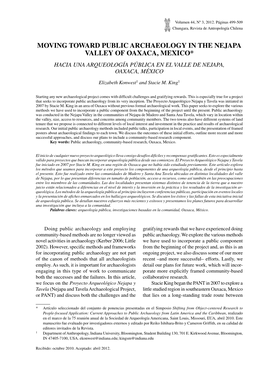 Moving Toward Public Archaeology in the Nejapa Valley of Oaxaca, Mexico* Hacia Una Arqueología Pública En El Valle De Nejapa, Oaxaca, México