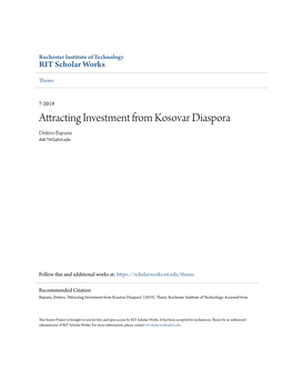 Attracting Investment from Kosovar Diaspora Dritëro Bajrami Dxb7502@Rit.Edu