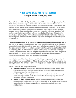 Nine Days of Av for Racial Justice Study & Action Guide, July 2020