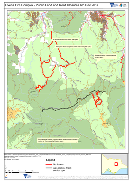 Ovens Fire Complex - Public Land and Road Closures 6Th Dec 2019