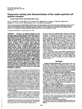 Gastrin Receptor (G Protein-Coupled Receptor/Cholecystokinin/Gastric Mucoa) ALAN S