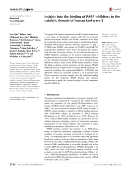 Insights Into the Binding of PARP Inhibitors to the Catalytic Domain of Human Tankyrase-2