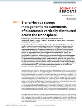 Sierra Nevada Sweep: Metagenomic Measurements of Bioaerosols Vertically Distributed Across the Troposphere