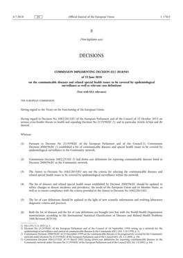 Commission Implementing Decision (Eu) 2018
