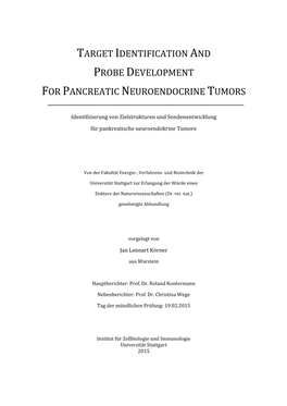 Target Identification and Probe Development for Pancreatic Neuroendocrine Tumors