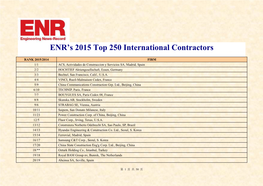 ENR's 2015 Top 250 International Contractors