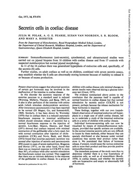 Secretin Cells in Coeliac Disease