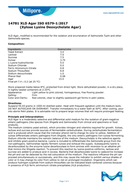 14781 XLD Agar ISO 6579-1:2017 (Xylose Lysine Deoxycholate Agar)