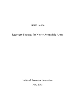 Sierra Leone Recovery Strategy for Newly Accessible Areas
