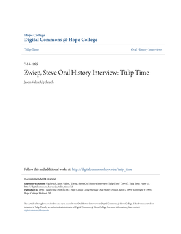 Tulip Time Oral History Interviews