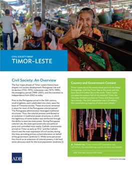 Civil Society Brief: Timor-Leste