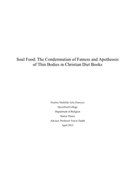 The Condemnation of Fatness and Apotheosis of Thin Bodies in Christian Diet Books