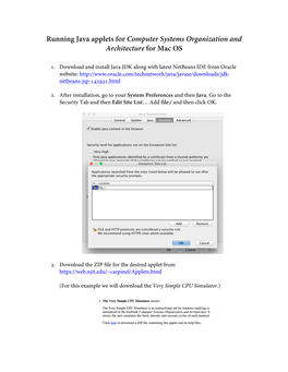 Running Java Applets for Computer Systems Organization and Architecture for Mac OS