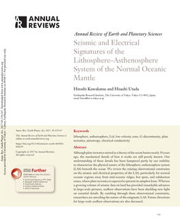 Seismic and Electrical Signatures of the Lithosphere–Asthenosphere System of the Normal Oceanic Mantle