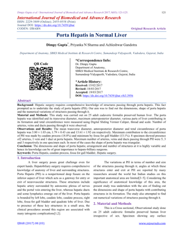 Porta Hepatis in Normal Liver