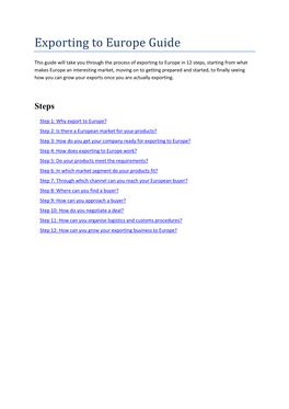 Export to Europe Guide