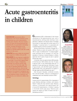 Acute Gastroenteritis in Children