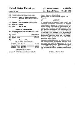 United States Patent (19) 11 Patent Number: 4,963,674 Mason Et Al