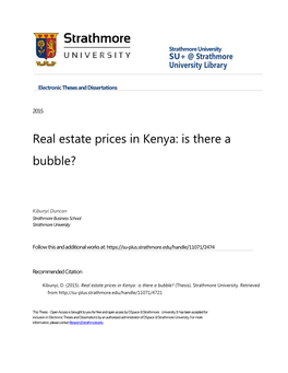 Real Estate Prices in Kenya: Is There a Bubble?