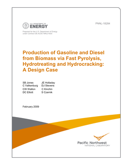 Production of Gasoline and Diesel from Biomass Via Fast Pyrolysis, Hydrotreating and Hydrocracking: a Design Case