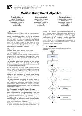 Modified Binary Search Algorithm