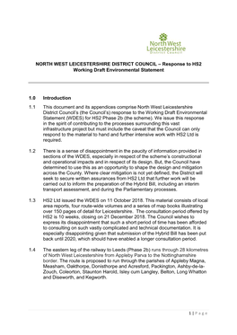 Response to HS2 Working Draft Environmental Statement 1.0
