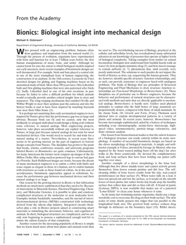 Bionics: Biological Insight Into Mechanical Design