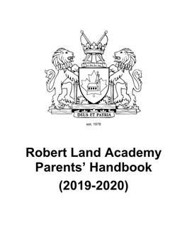 Robert Land Academy Parents' Handbook (2019-2020)