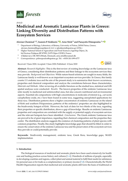 Medicinal and Aromatic Lamiaceae Plants in Greece: Linking Diversity and Distribution Patterns with Ecosystem Services