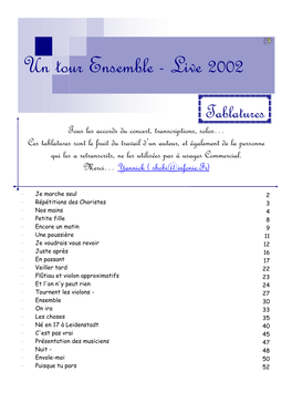 Un Tour Ensemble - Live 2002