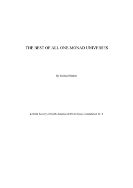 ​​The Best of All One-Monad Universes