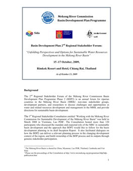 Mekong River Commission Basin Development Plan Programme