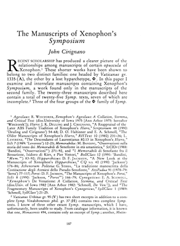 The Manuscripts of Xenophon's "Symposium" , Greek, Roman and Byzantine Studies, 34:2 (1993:Summer) P.187