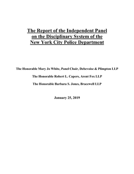 Report of the Independent Panel on the Disciplinary System of the New York City Police Department