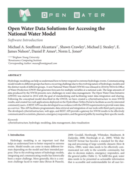 Open Water Data Solutions for Accessing the National Water Model Software Introduction Michael A