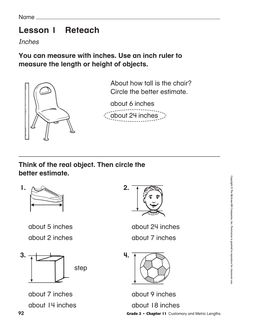 Lesson 1 Reteach Inches