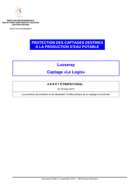 Lusseray Captage «Le Logis»