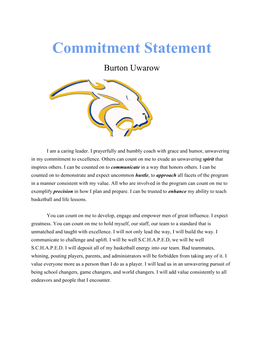 Commitment Statement Burton Uwarow